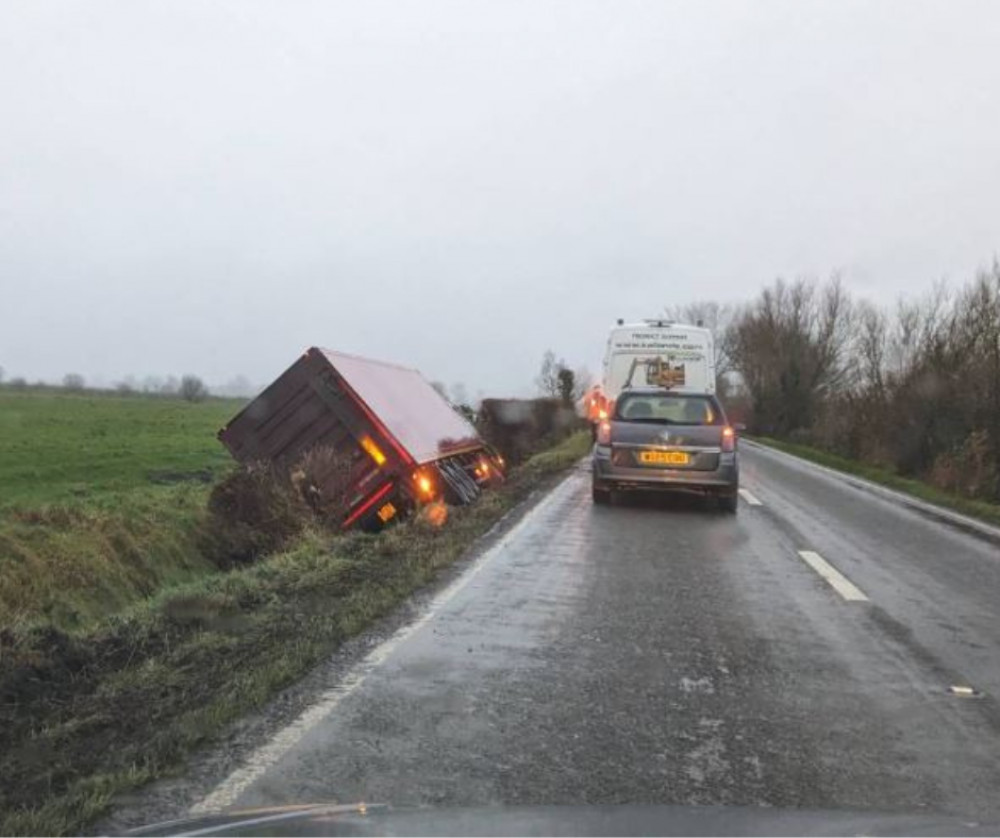 Lorry veers off A361 in wet conditions Local News News