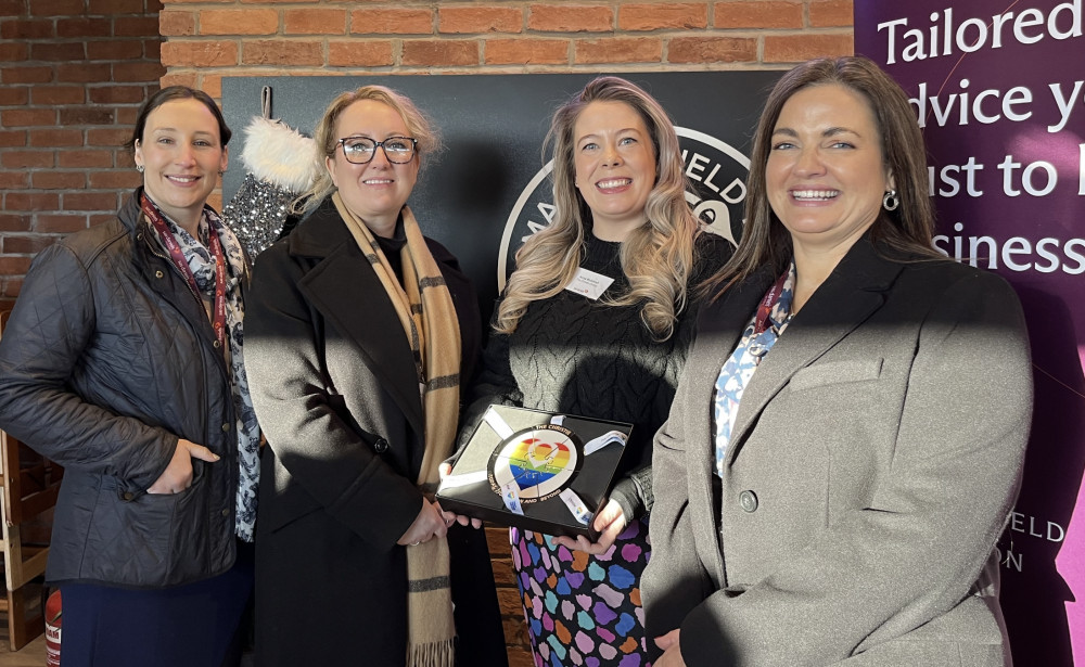 Left to Right: Cheryl Haywood, Senior Associate, Jo Unwin, Senior Associate and Operations Manager - Residential Conveyancing, Anna McIntosh from The Christie, and Justine Clowes, Partner and Head of the Private Client Team and the Macclesfield Office. (Image - www.sasdaniels.co.uk) 