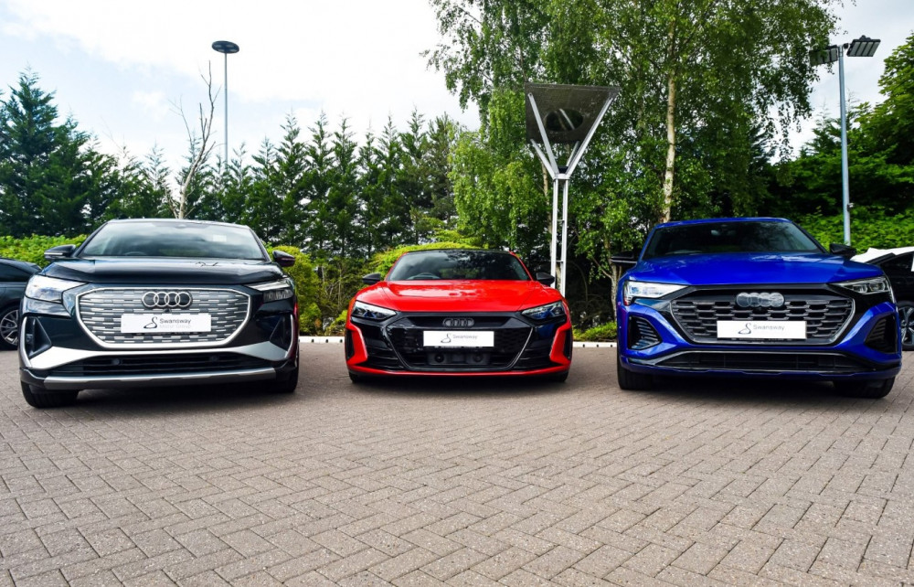 Test drive any model of the Audi Q4 e-tron, e-tron GT, or Q8 e-tron at Stoke Audi (Swansway Group).