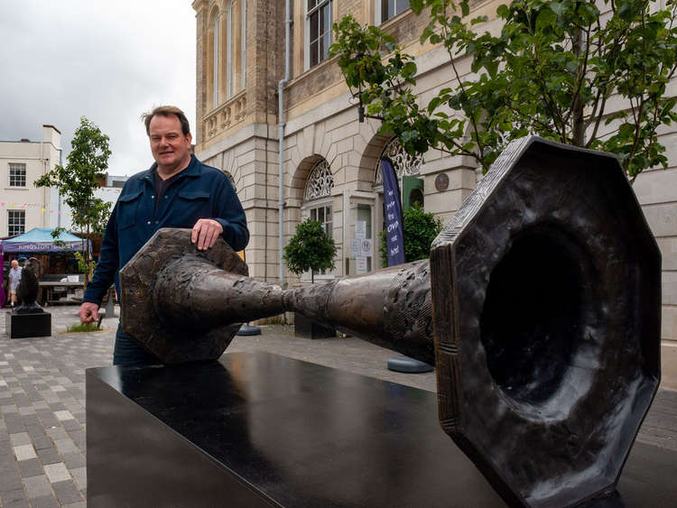 Alex with his other Kingston Sculpture Trail work, 'The Kiss' (Image: Ollie G Monk)