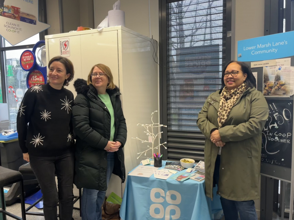 Co-op MP Maria, Christina and Samantha from Kingston Bereavement Support. (Photo: Emily Dalton)