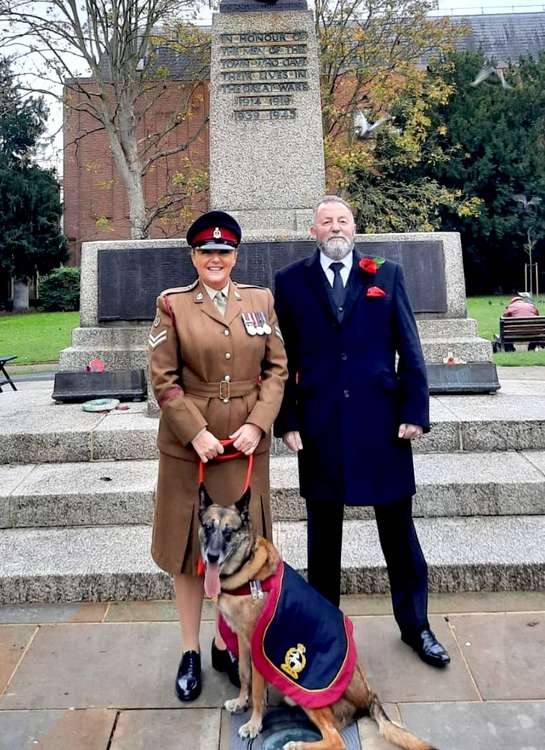 The pair with Angie's dad Mick at the Cenotaph, Memorial Gardens (Photo: Mick McDonnell)