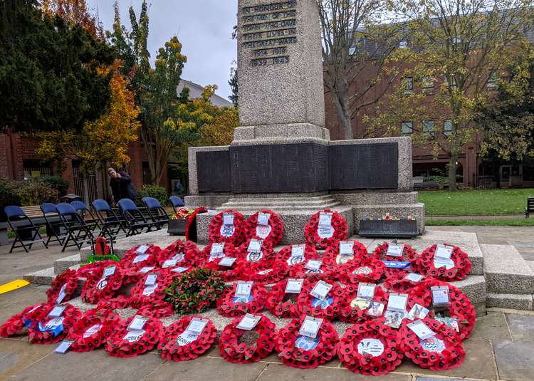 Wreaths laid at Kingston Cenotaph in the memorial gardens (Photo: Ellie Brown)