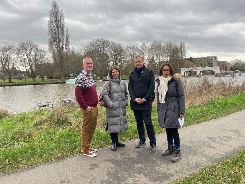 Cllr Gareth Roberts, Richmond Park MP Sarah Olney and Twickenham MP Munira Wilson with Phillip Duffy. (Photo Credit: Sarah Olney MP).