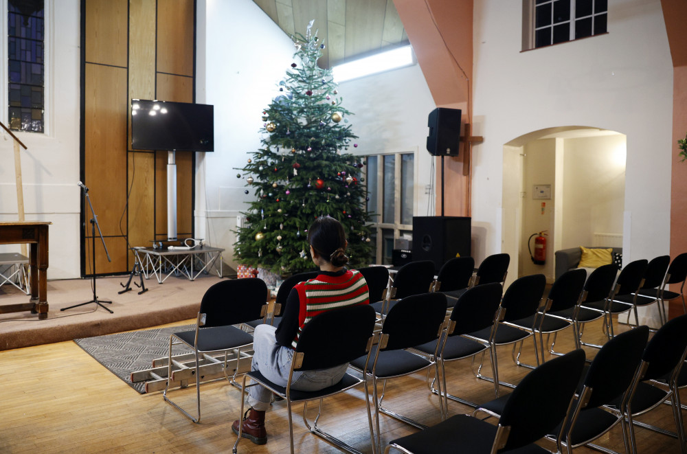 Refugee Newsha, in a church in Feltham, Hounslow (credit: Facundo Arrizabalaga/MyLondon).