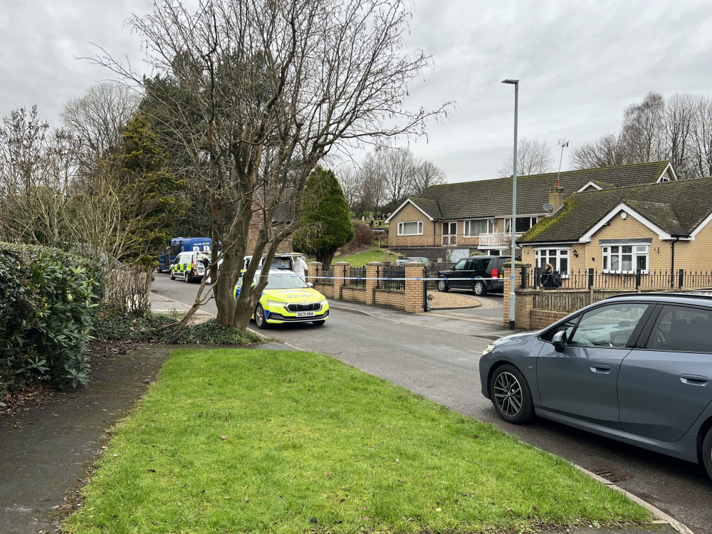 Police remain at the scene on Park Lane, Cheadle (Nub News).