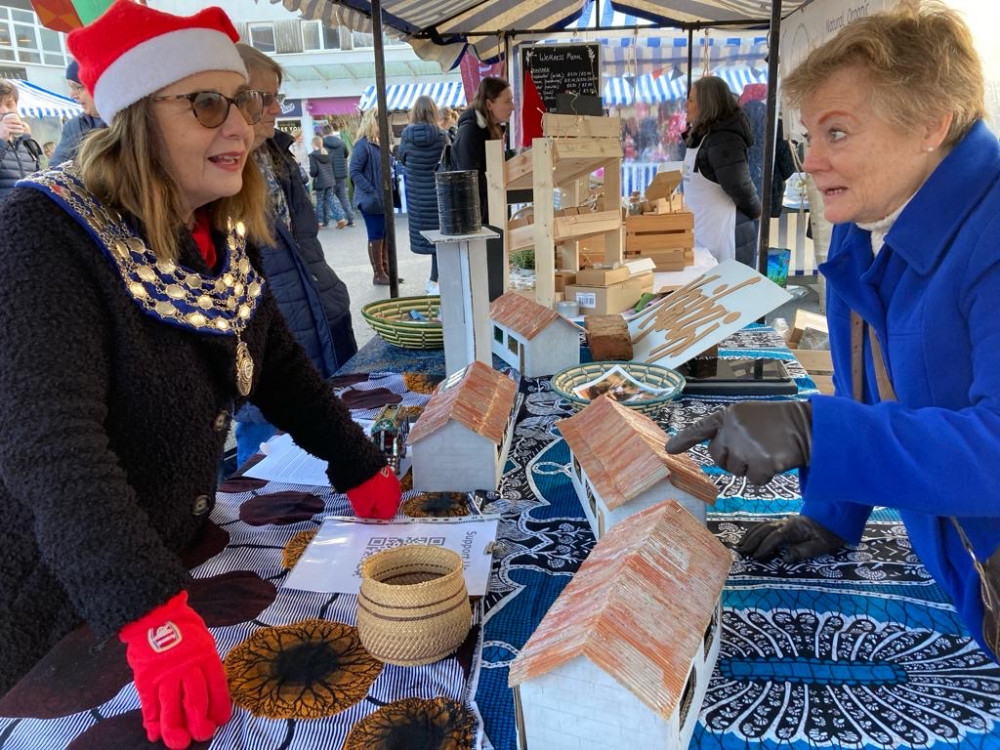 Cllr Alix Dearing at the Christmas Market in Talisman Square (image supplied)