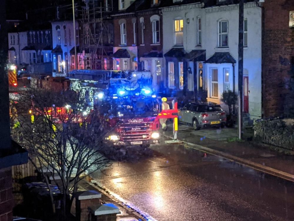 Firefighters called after Kwik Fit facade comes loose on Walsworth Road. PICTURE SUPPLIED: Supplied to Nub News 