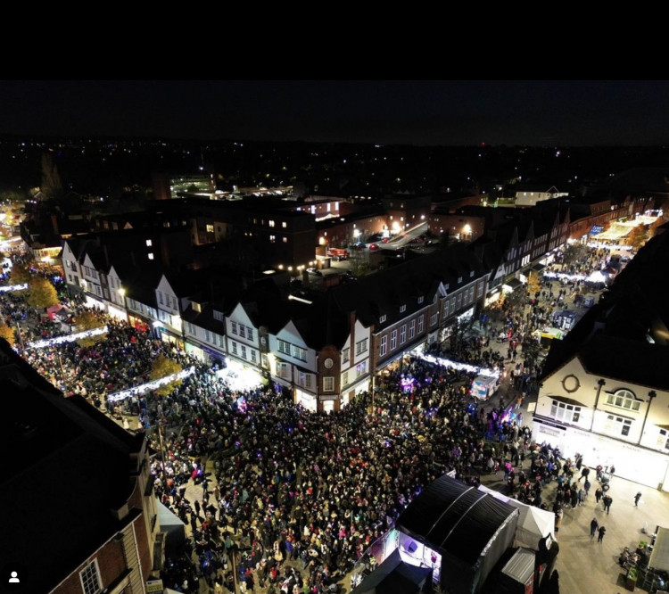 What's On in Letchworth in 2024: Nub News highlights exciting events for your diary in the coming weeks and months. PICTURE: Crowds gather for the Letchworth lights switch on last month. CREDIT: Bezza Visuals