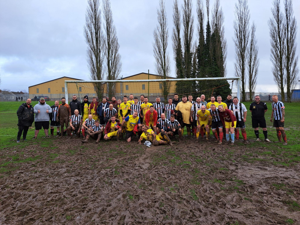 The teams lined up for a picture after the game. Photos: Supplied 