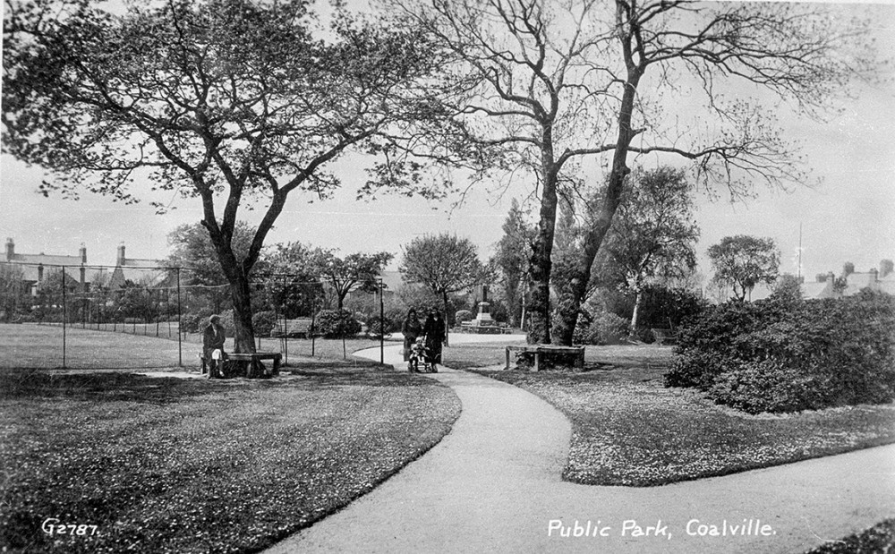 An historic image of Coalville Park showing one of the trees that will be felled to the left of the picture. Image provided by the Coalville Heritage Society.