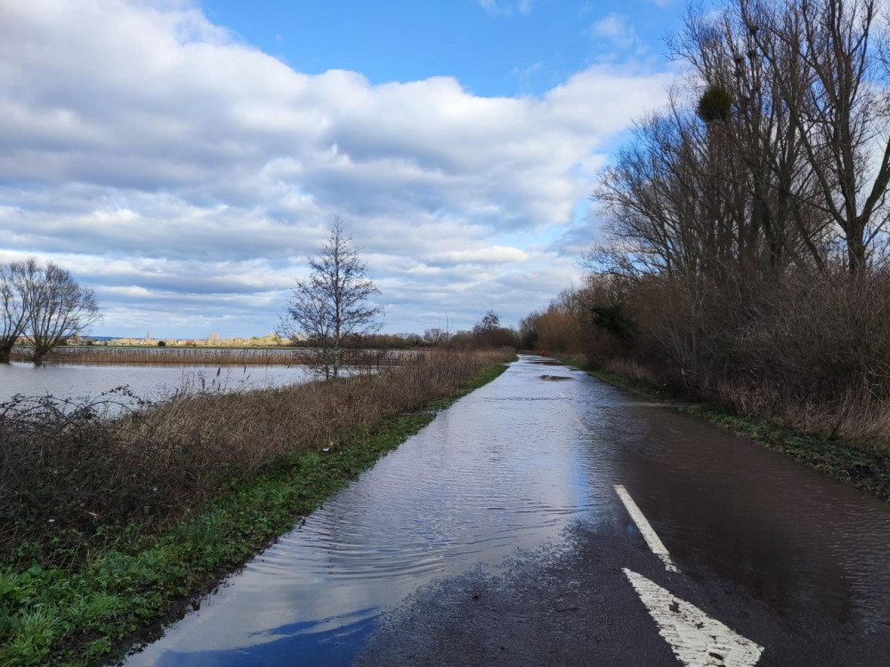 The road between Glastonbury and Taunton has been closed due to flooding 