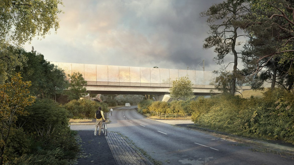 Balsall Common viaduct over Station Road looking north - current design (image via HS2)