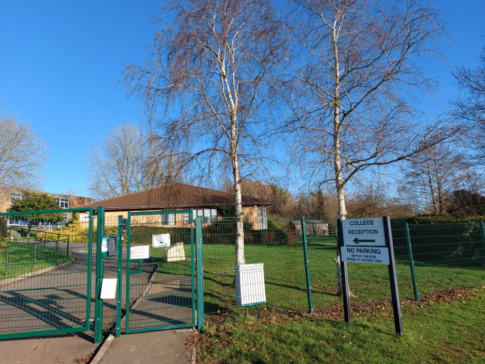 The entrance to Frome College January 2022 (image Frome Nub News)