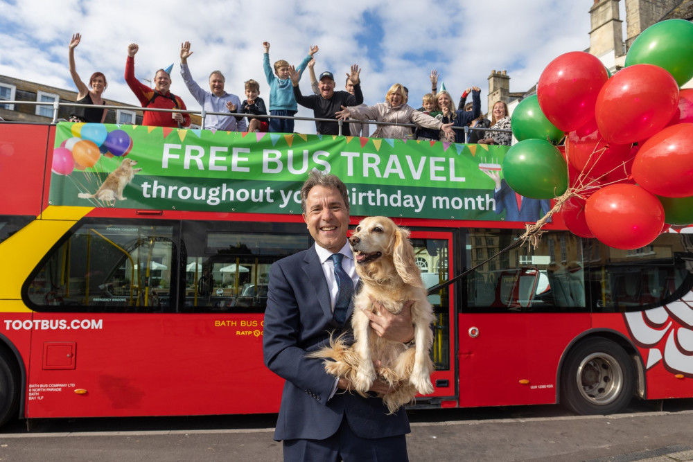 Mayor Dan Norris launching Birthday Buses (image from WECA)