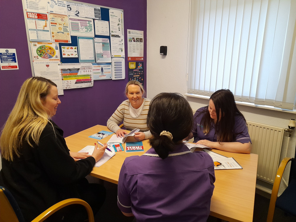 Registered manager, Claire Ratcliffe, getting to know team leader, Sarah Castelow, care co-ordinator, Jess Butroid and quality assurance and compliance officer, Ashleigh Jackson (Nub News).  