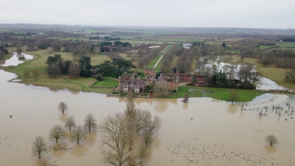 The basement at Charlecote Park was flooded earlier this January (image via National Trust/Andy Plester)