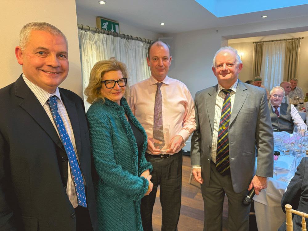 Mark Batty alongside Mark Shaw, Dr Sarah Furness and Geoffrey Thompson after winning his award. Image credit: The Biz Club.