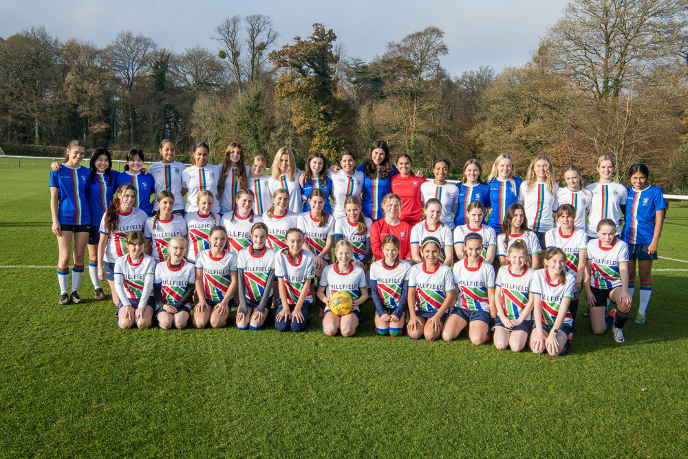 U12, U15 and 1st XI Millfield Girls Football teams.