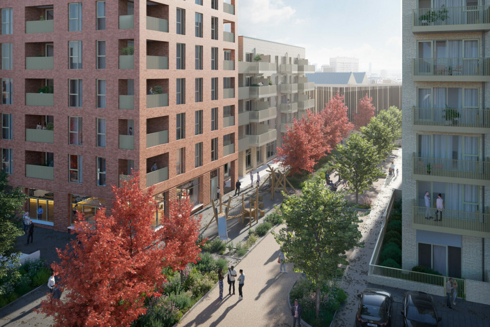 An artist illustration of Green Man Estate in Ealing (credit: Construction Update).