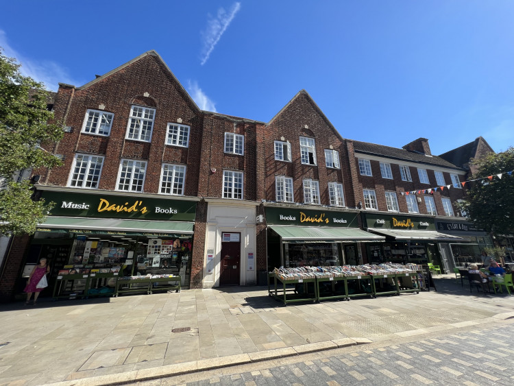 The brilliant David's Bookshop alongside cafe and David's Music. CREDIT: Letchworth Nub News 