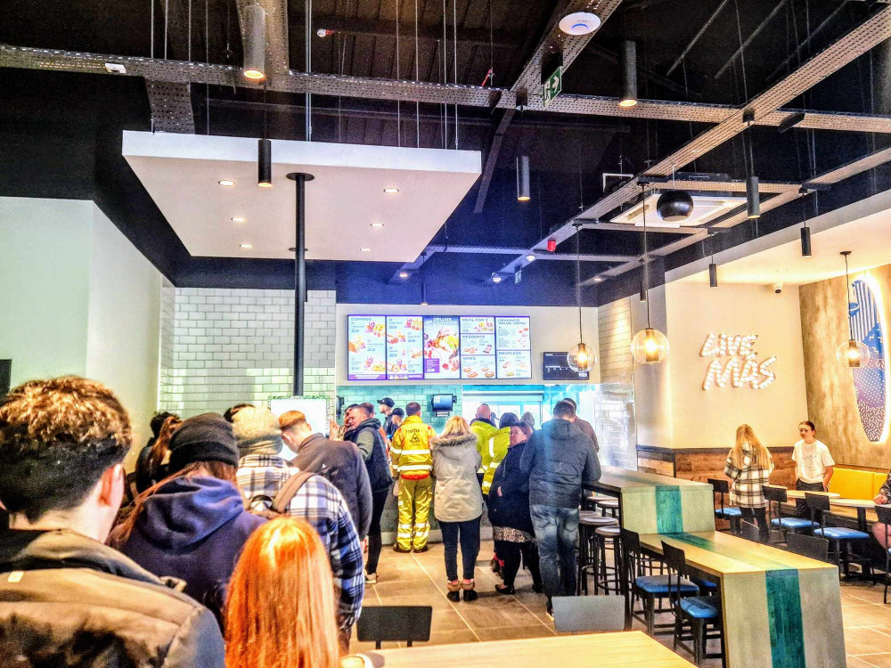 Taco Bell launched on Phoenix Leisure Park, Dunwoody Way, at 12pm, handing out free tacos to its first main queue of customers (Ryan Parker).