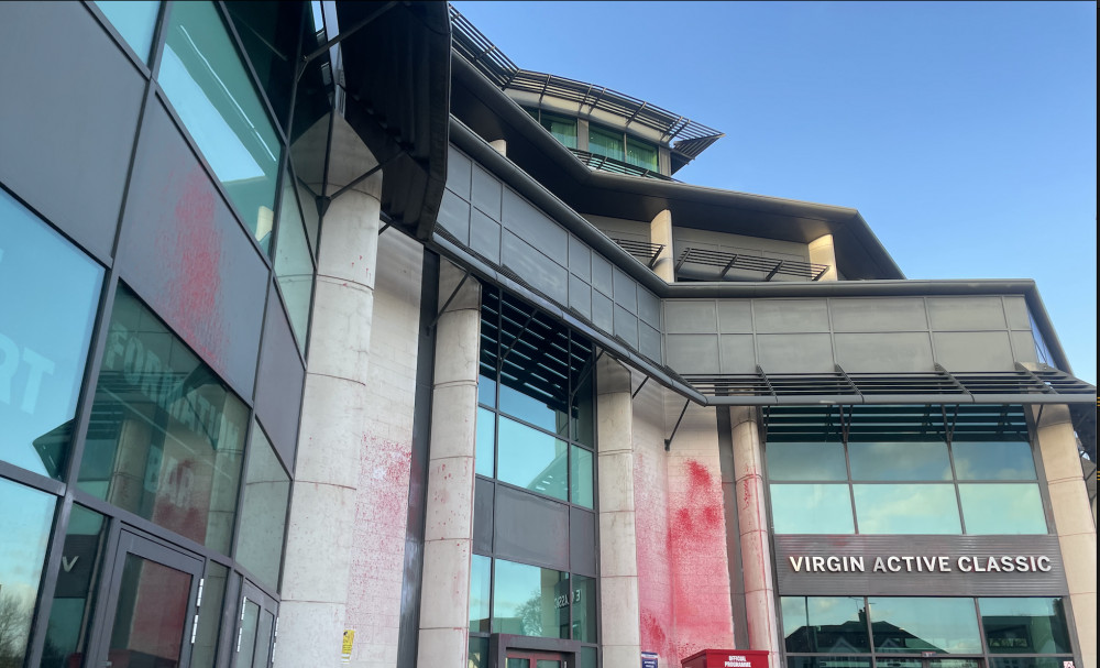 Police enquiries ongoing after red paint sprayed on Twickenham Stadium. (Photo Credit: Heather Nicholls).