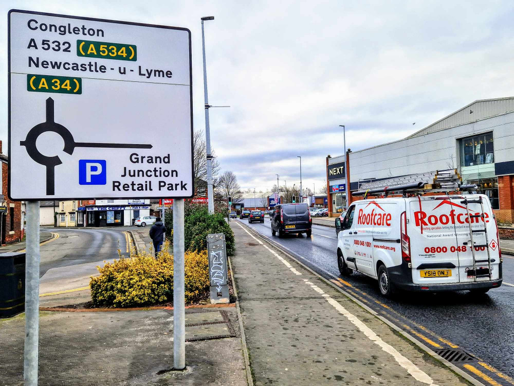 The Crewe town centre road currently closed for major junction