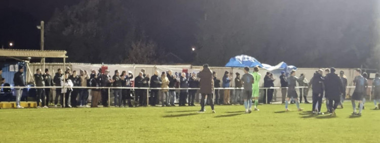 Grays players celebrate their win with fans at Ipswich. 