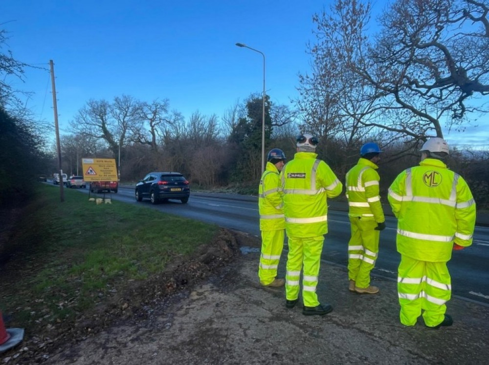 Councillors visited Birmingham Road to see the impact of the new traffic lights (image via WCC)