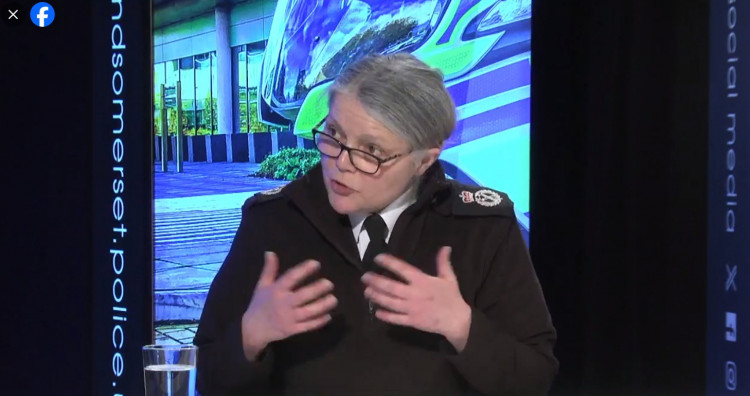 Avon & Somerset Chief Constable Sarah Crew at the PCC performance and accountability board on Wednesday, January 17, 2024 (Image: Avon & Somerset)