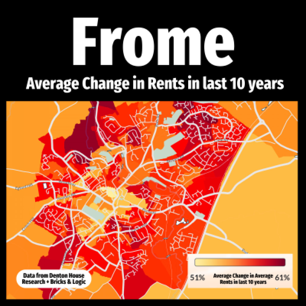 The representative map of Frome rental changes, image Rivendell Estates