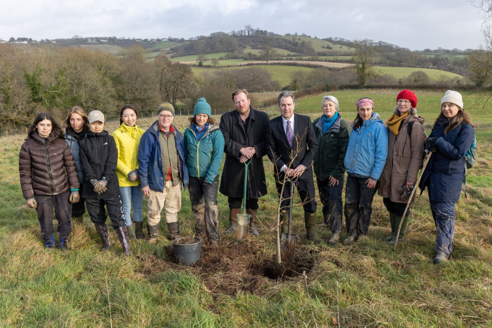 Mayor Norris planting the Anne Frank tree at Great Avon Wood, image WECA