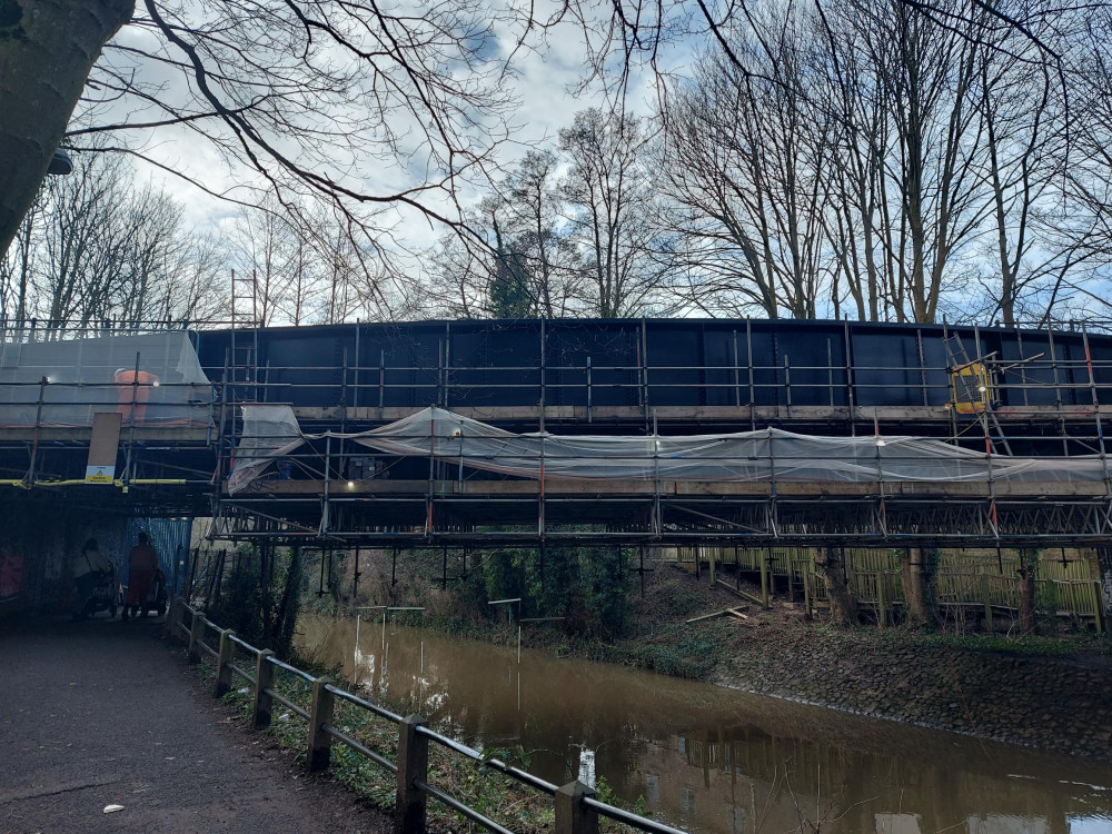 The rail bridge over the River Frome January 24, image Nub News