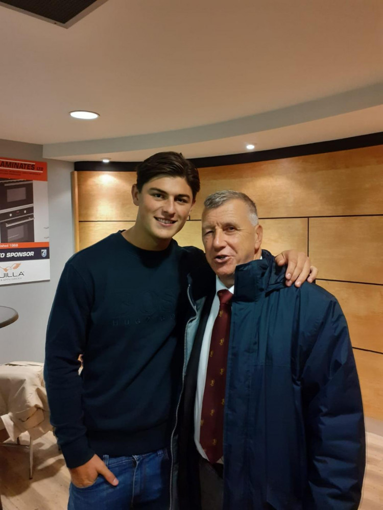 Author Ralph Henderson with the now absent Welsh hope Louis Rees-Zammit