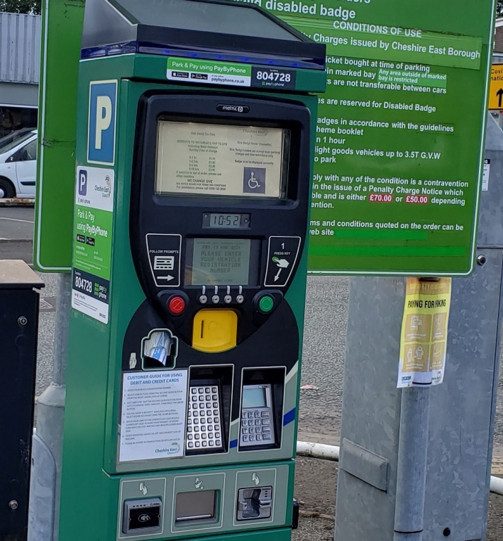 Cheshire East is to consult the public on introducing Sunday and evening parking charges along with cashless machines. (Photo: Cheshire East)  