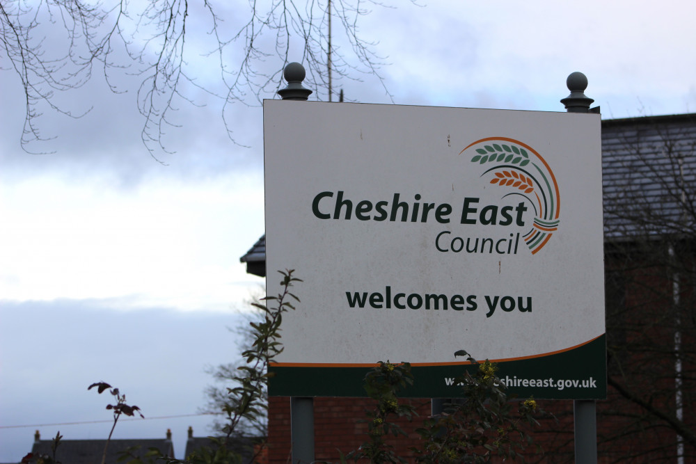 A sign at Cheshire East HQ, Westfields, Sandbach, England. (Image - Macclesfield Nub News) 