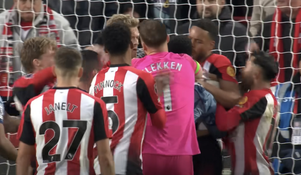 The Brentford FC vs Aston Villa game in 2023 was the dirtiest Premier League game of all time, with ten yellow cards and two red cards (credit: Sky Sports Premier League/YouTube).