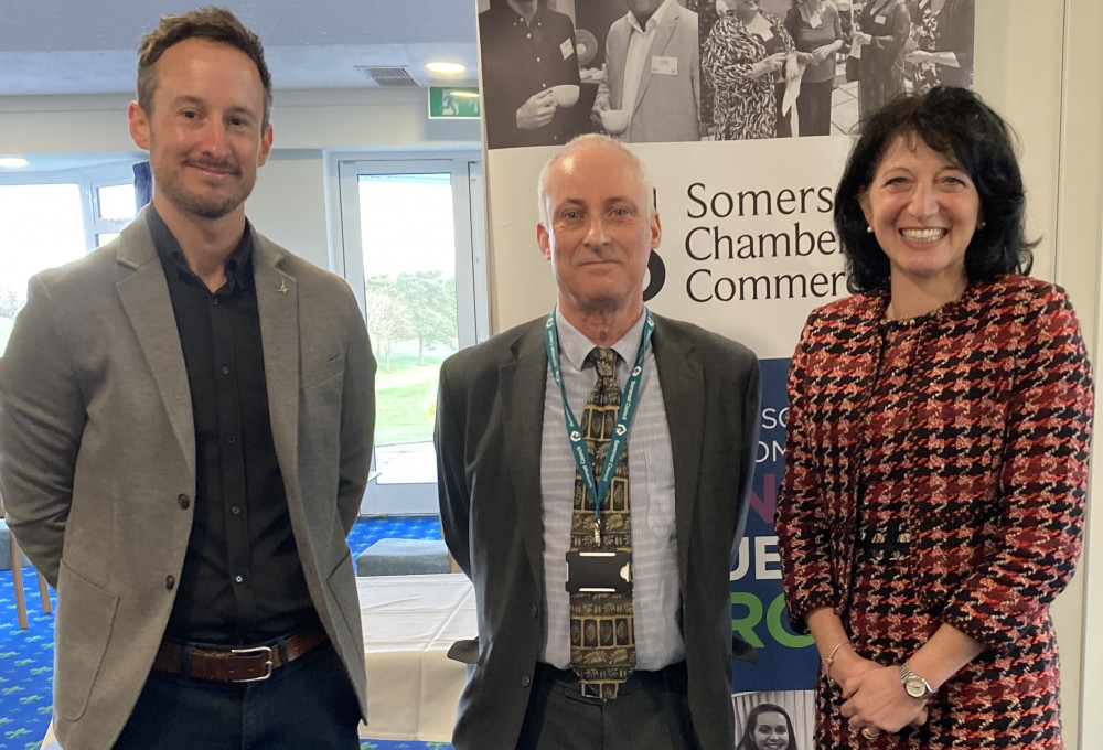 From left, James Gilgrist, Somerset Council’s Head of Economic Prosperity, Paul Hickson, Somerset Council’s Service Director for Economy, Employment and Planning and Emma Rawlings, Somerset Chamber of Commerce Chief Executive, image Somerset Chamber