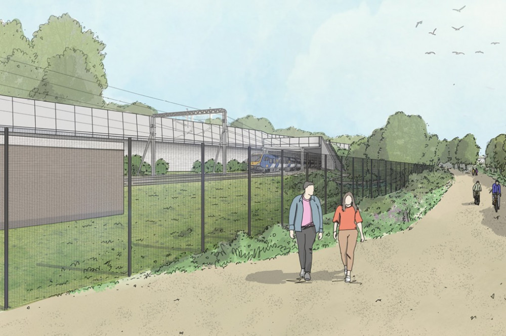 An artist's impression of the new bridge, as seen from the Kenilworth Greenway (image via planning application)