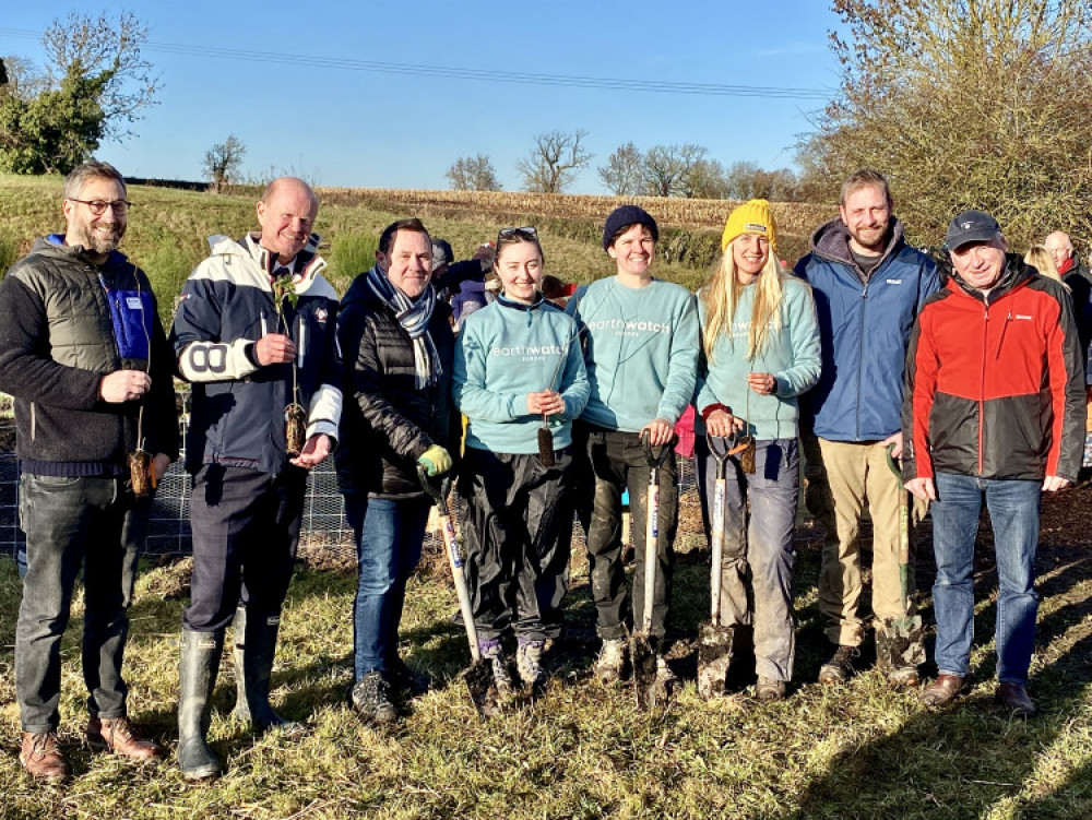 Adam Goodall from Leicestershire County Council, Paul Sanders Head of Community Services at North West Leicestershire District Council, Councillor Wyatt, Emily Napier, Emily Pennifold, Grace Gale from Earthwatch, Henry Pearson LCC and Councillor Peter Moult at the launch of Coalville's Tiny Forest. Photo: North West Leicestershire District Council