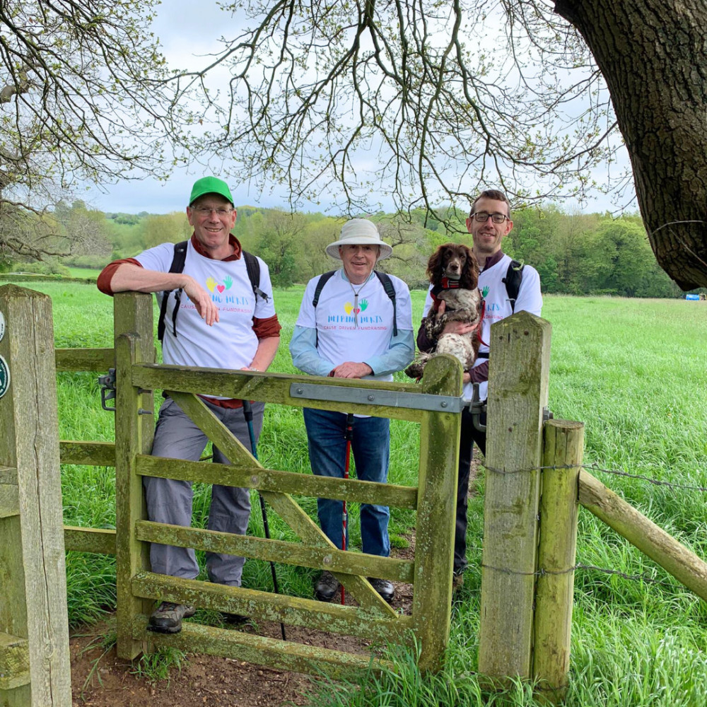 Photos: (left to right) Jim Tatchell and Gordon Morrison, founders of Helping Herts pictured with Alastair Hill, Helping Herts Supporter. Credit Helping Herts