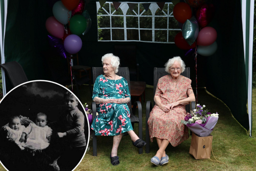 Britain's oldest twins have celebrated their 103rd birthday - and say a love of food and bedtime tipple is the secret to their long lives (Images via SWNS)