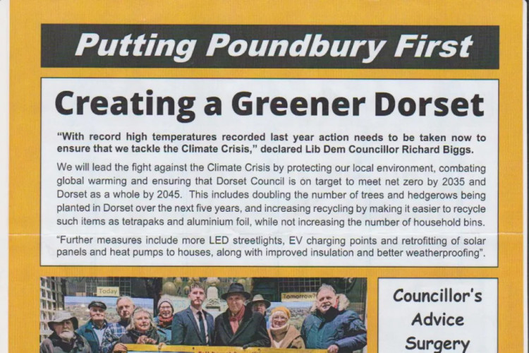 The Lib Dem Focus leaflet featuring Mr Duke – third from left at the back