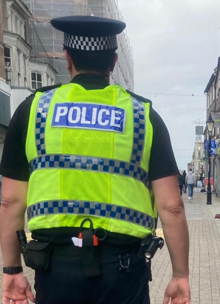 An officer on patrol in the town. 