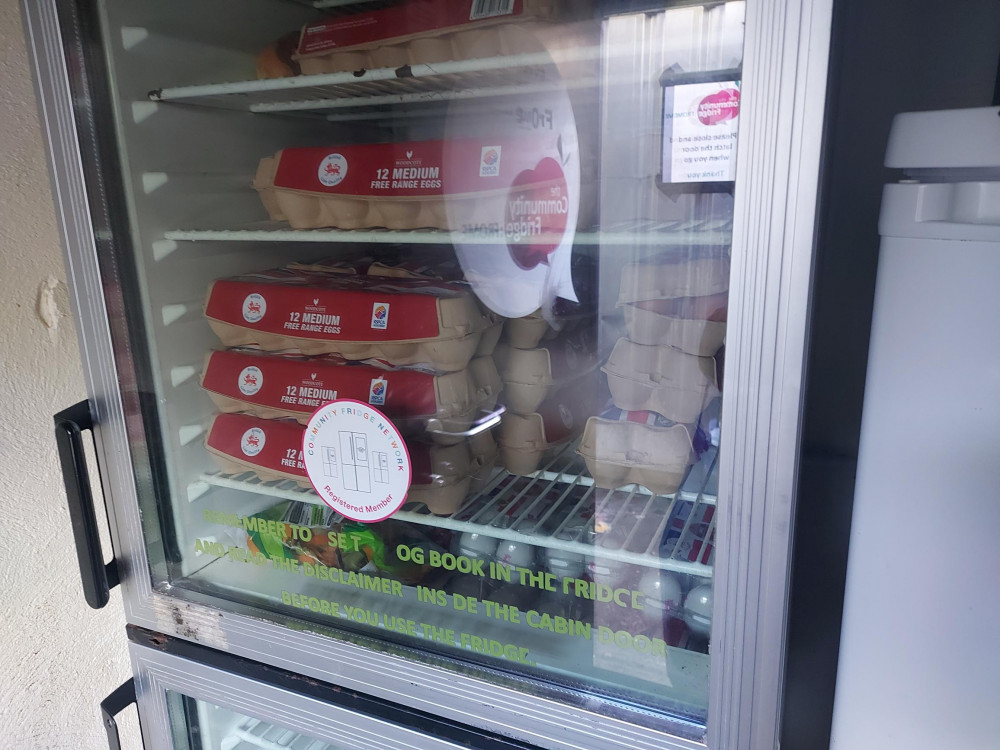 Free range eggs in the community fridge in Frome, image Nub News