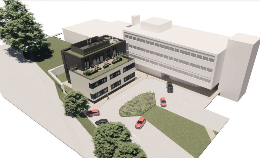 Stoke-on-Trent College will knock down a five-storey building and build a three-storey 'entrance hub' (Stoke-on-Trent College).