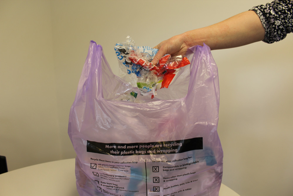 Purple bags will be provided for trial households to recycle flexible plastic. All Photos: North West Leicestershire District Council