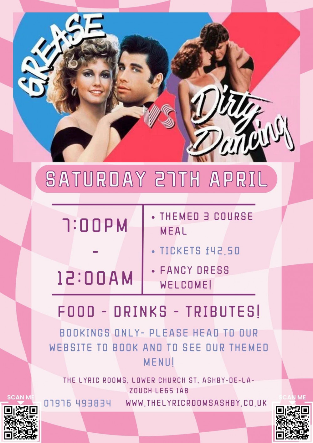 Grease vs Dirty Dancing Party Night at The Lyric Rooms, Ashby de la Zouch