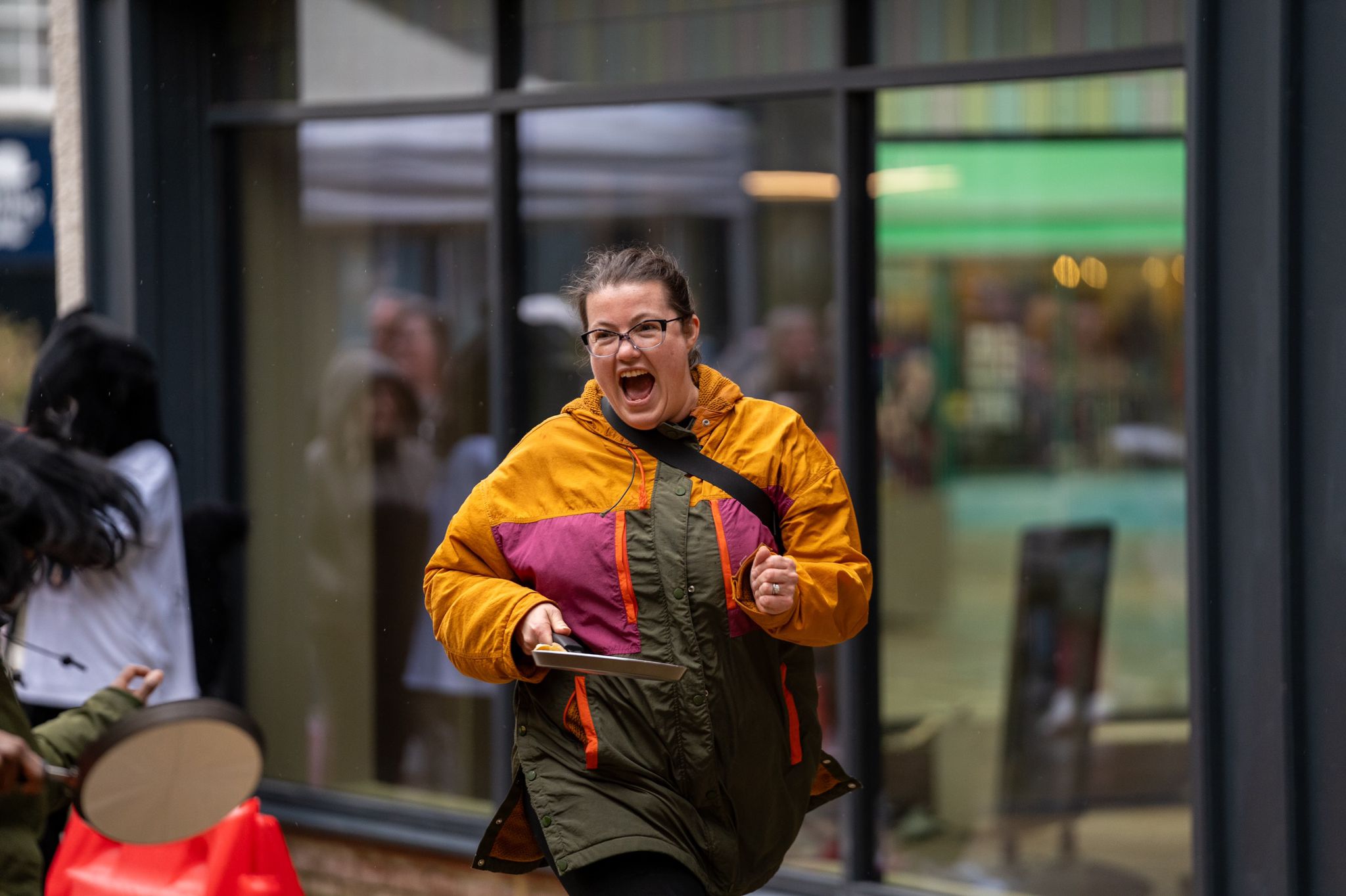 Top that! Letchworth's Pancake Day Race has been hailed as a 'flippin' success. CREDIT: Bezza Visuals